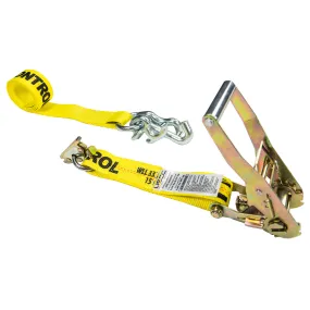2" x 12' Tow Truck Ratchet Strap - E-Fitting / RTJ Cluster Hook | Yellow