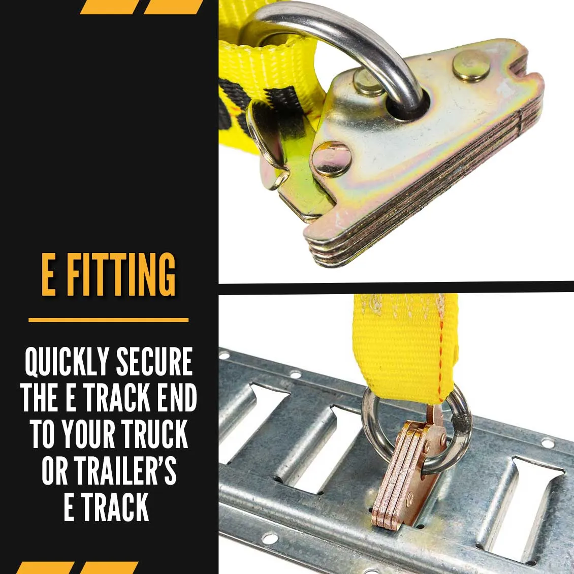 2" x 12' Tow Truck Ratchet Strap - E-Fitting / RTJ Cluster Hook | Yellow