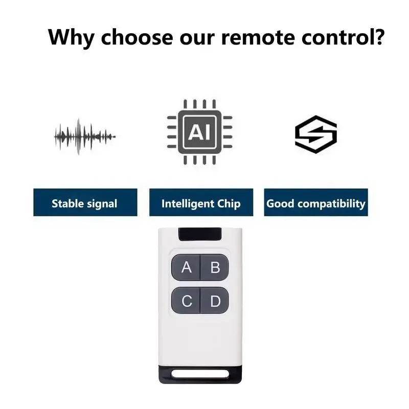 433MHz Universal Remote Control Key Fob for Gate and Garage Door, 4-Channel