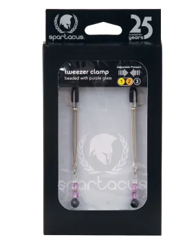 Adjustable Tweezer Nipple Clamps w/Purple Beads