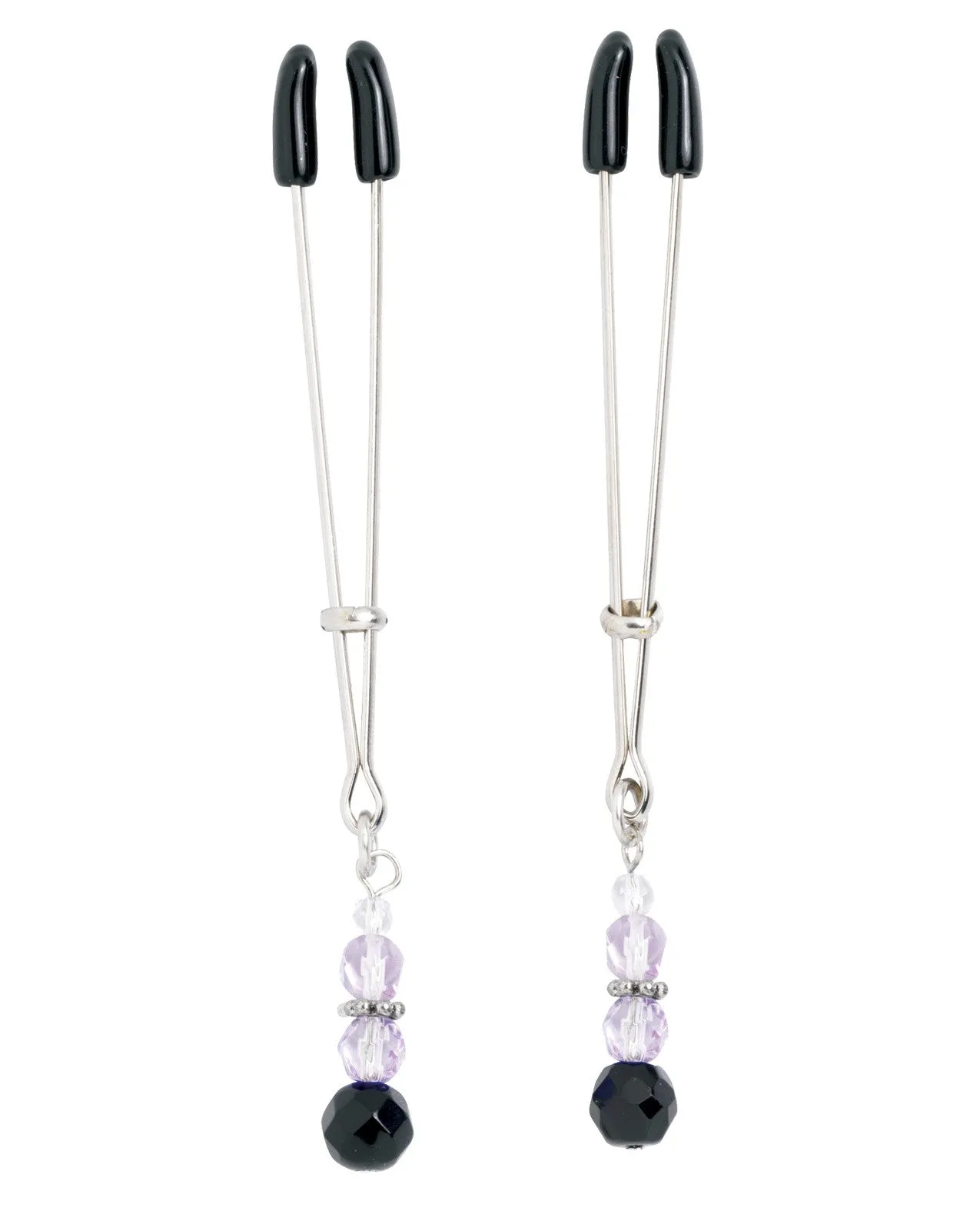Adjustable Tweezer Nipple Clamps w/Purple Beads