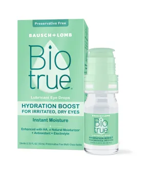 Biotrue® Hydration Boost Eye Drops for Irritated and Dry Eyes from Bausch   Lomb, Preservative Free, Naturally Inspired, Soft Contact Lens Friendly, 0.33 FL OZ (10 mL) 0.33 Fl Oz (Pack of 1)