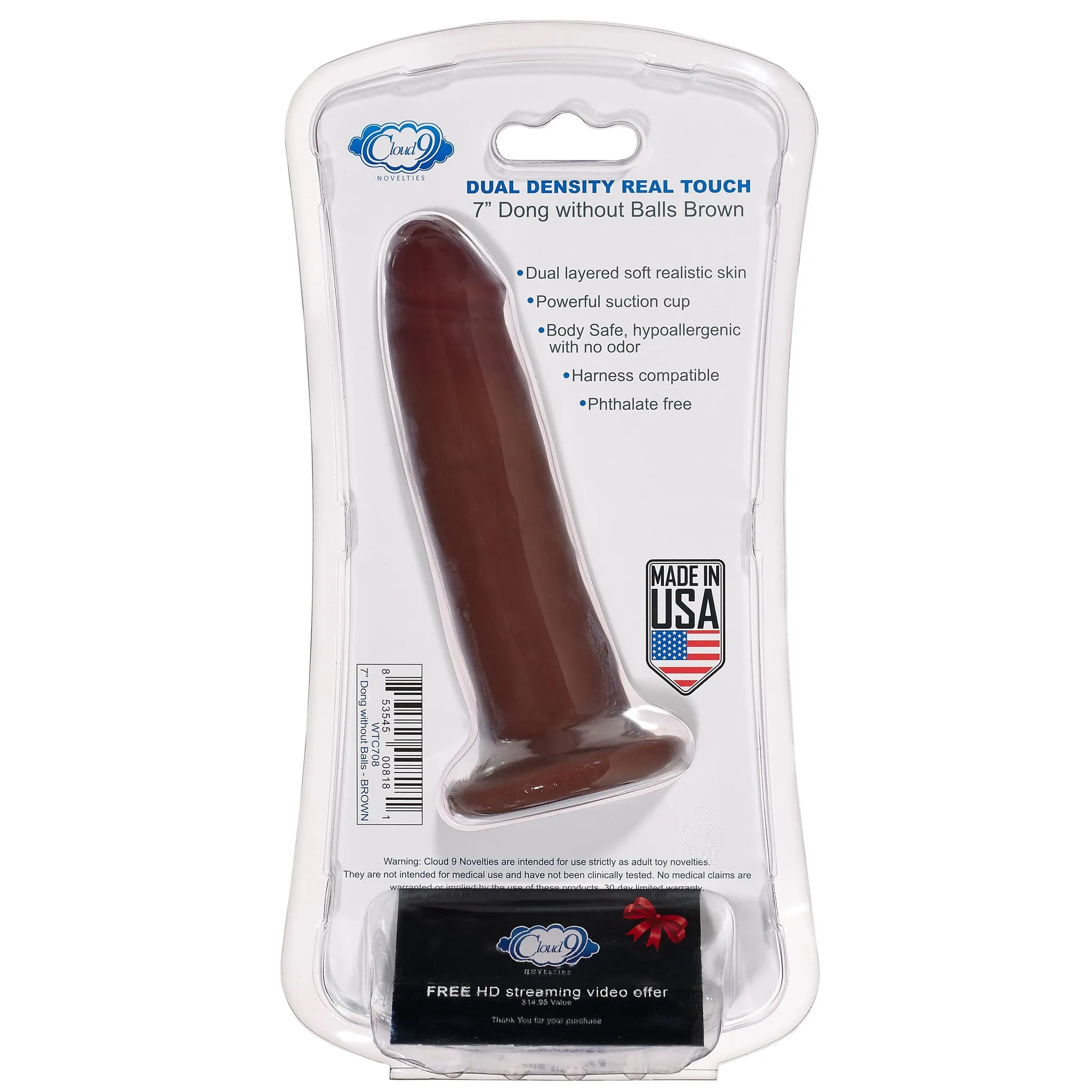 Cloud 9 Dual Density Real Touch 7in With No Balls Brown