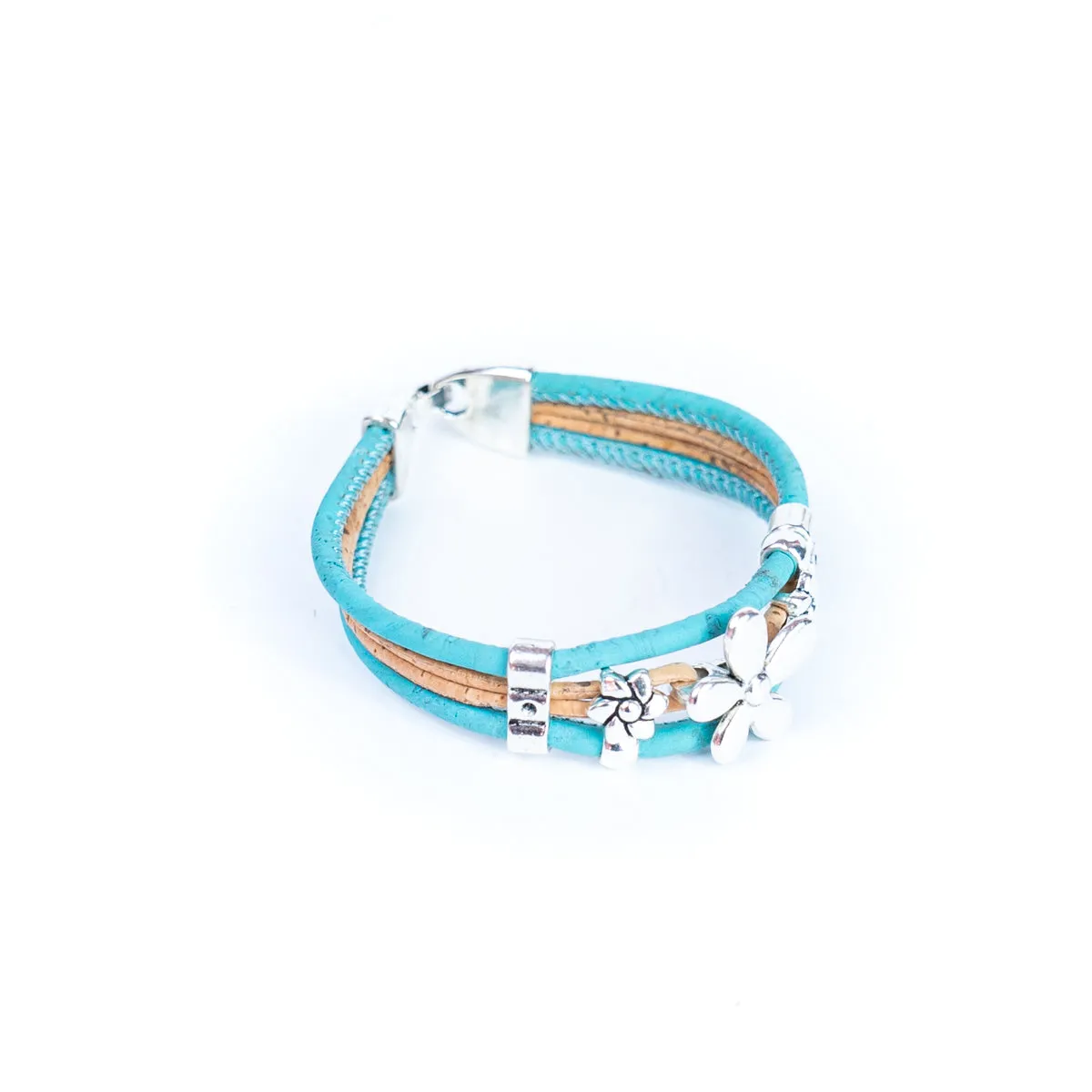 Colorful Cork and Alloy Flower Bracelet