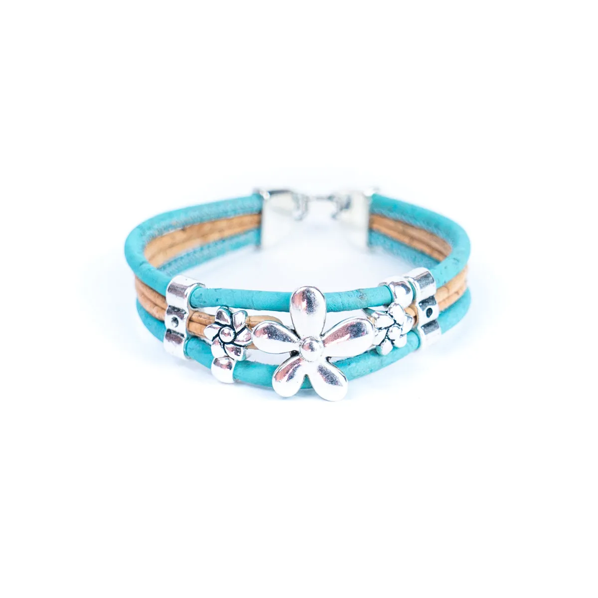 Colorful Cork and Alloy Flower Bracelet