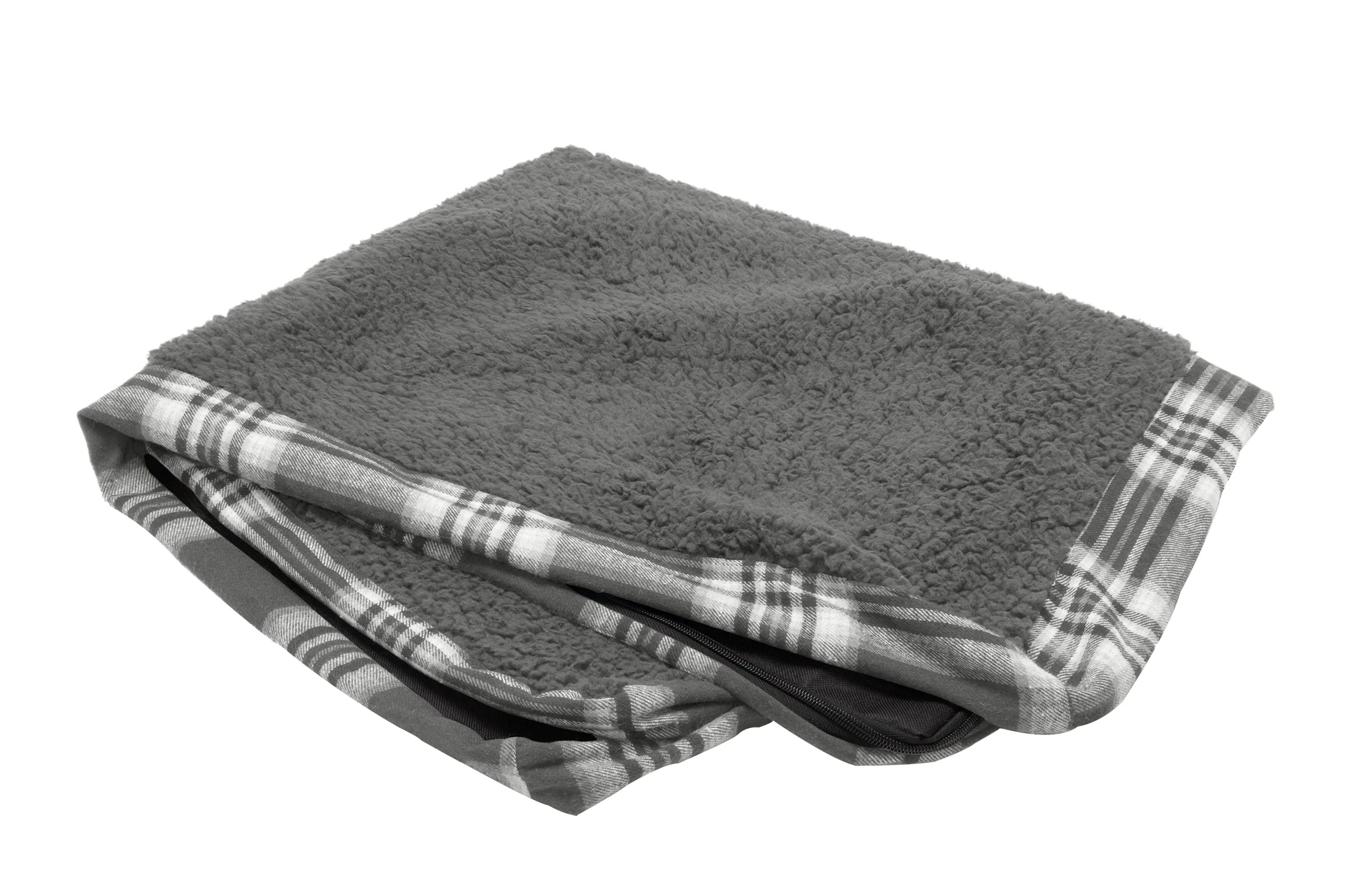 Deluxe Mattress Dog Bed - Faux Sheepskin & Plaid Flannel - Cover