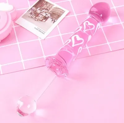 Double Ended Hearts Glass Dildo