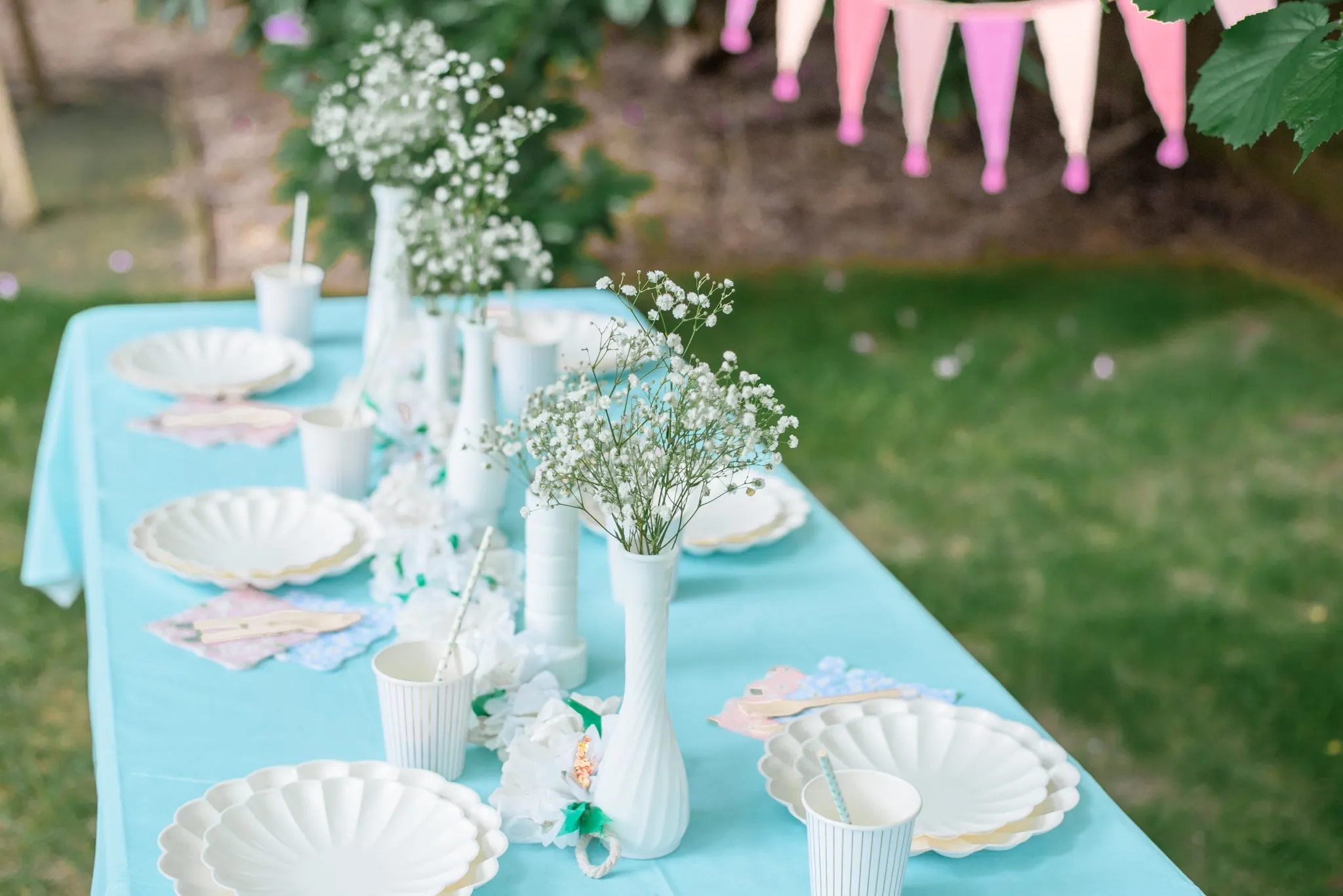 Eco-Friendly Paper Tablecloth Table Cover- Blue