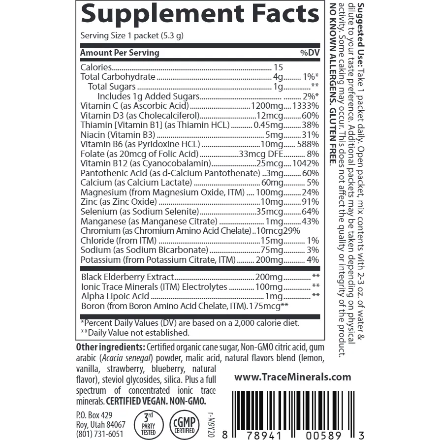 Electrolyte Stamina PowerPak   Immunity 30 packets by Trace Minerals Research