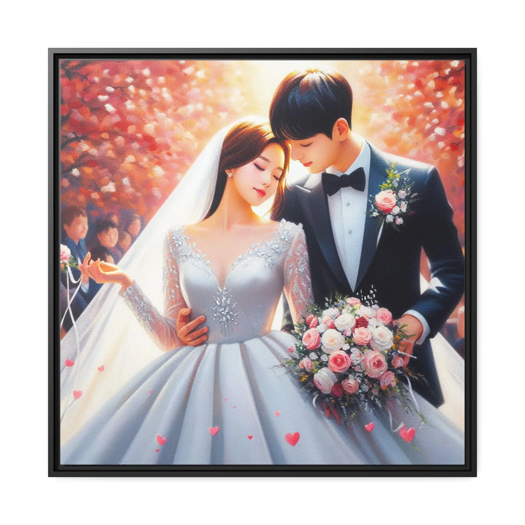 Elegant Lovebirds Eco-Conscious Framed Canvas Art - Available in Multiple Sizes