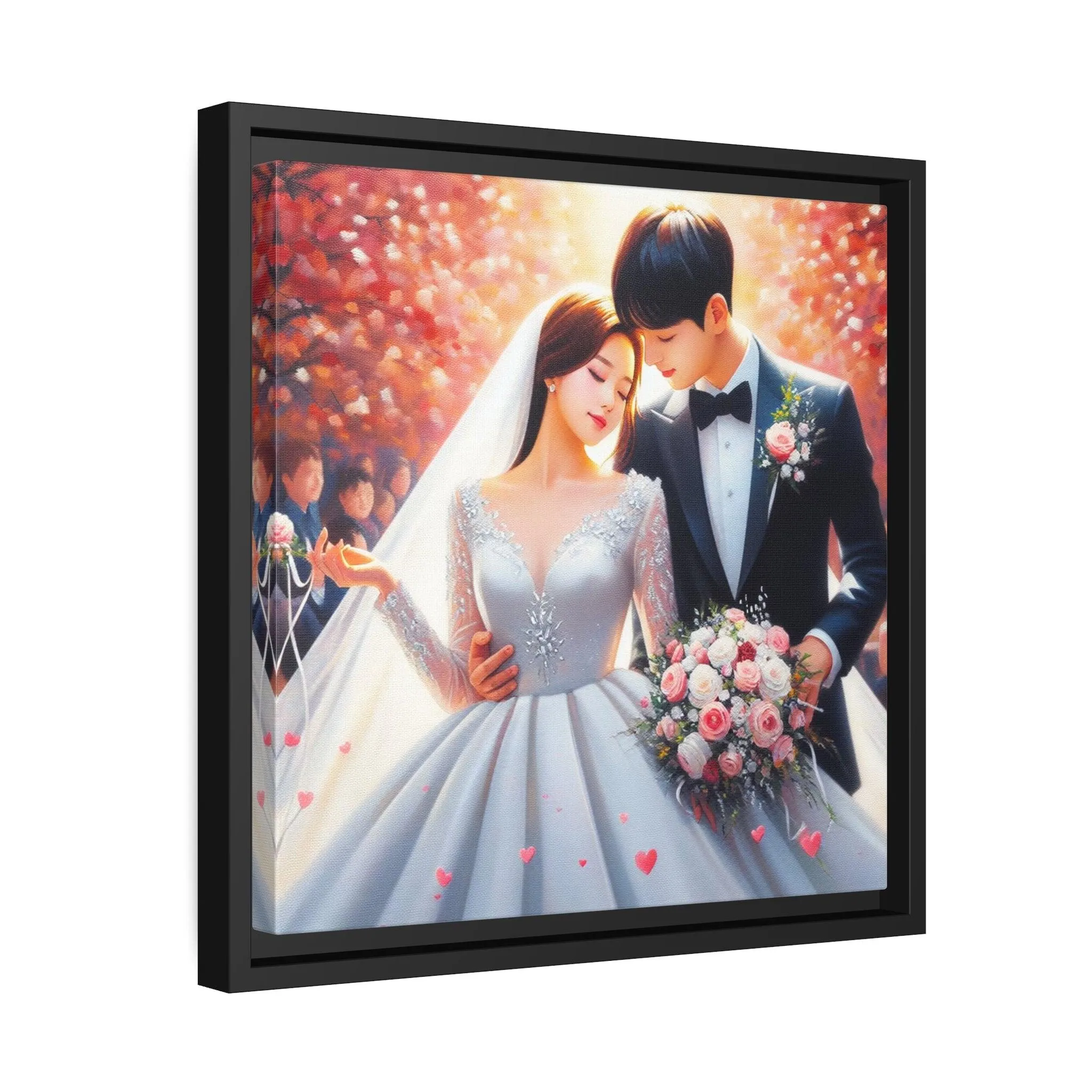 Elegant Lovebirds Eco-Conscious Framed Canvas Art - Available in Multiple Sizes