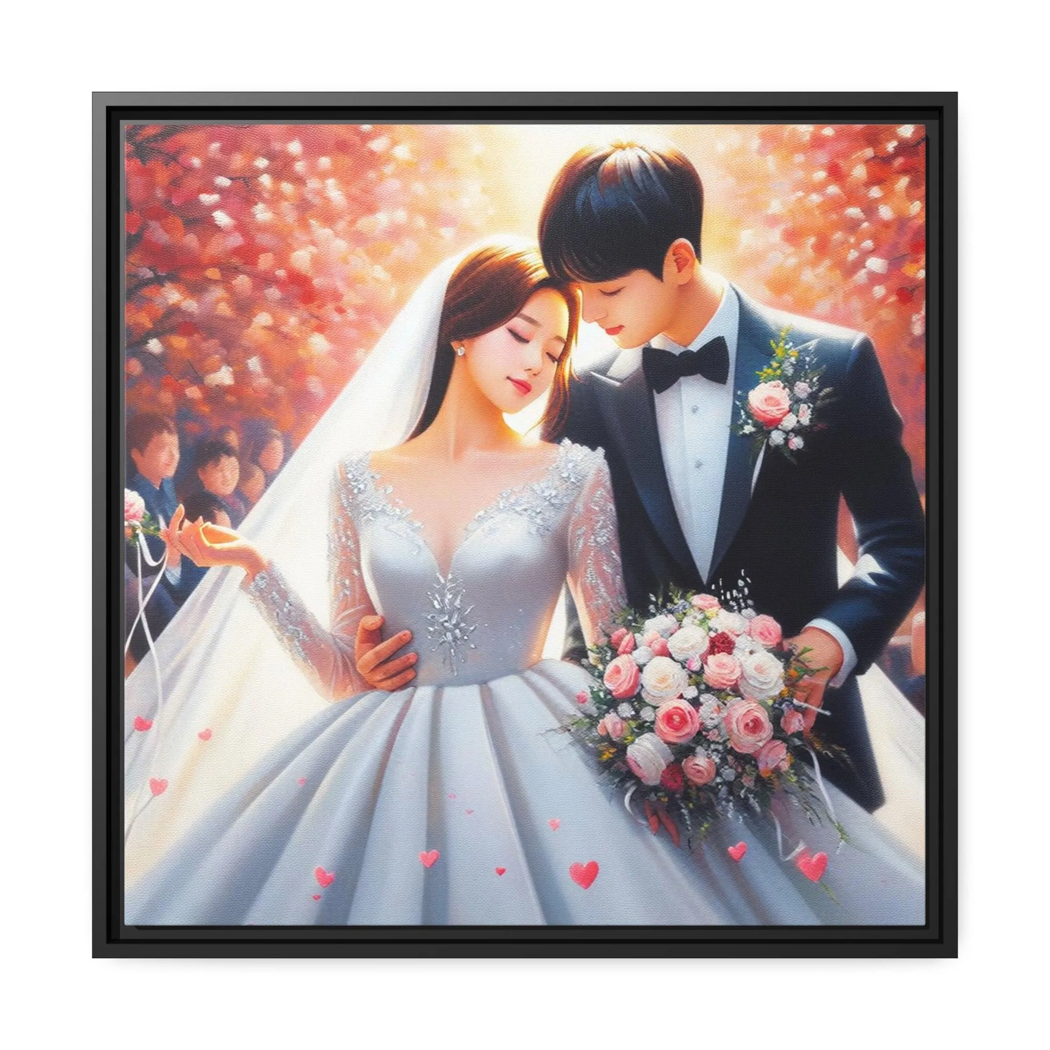 Elegant Lovebirds Eco-Conscious Framed Canvas Art - Available in Multiple Sizes