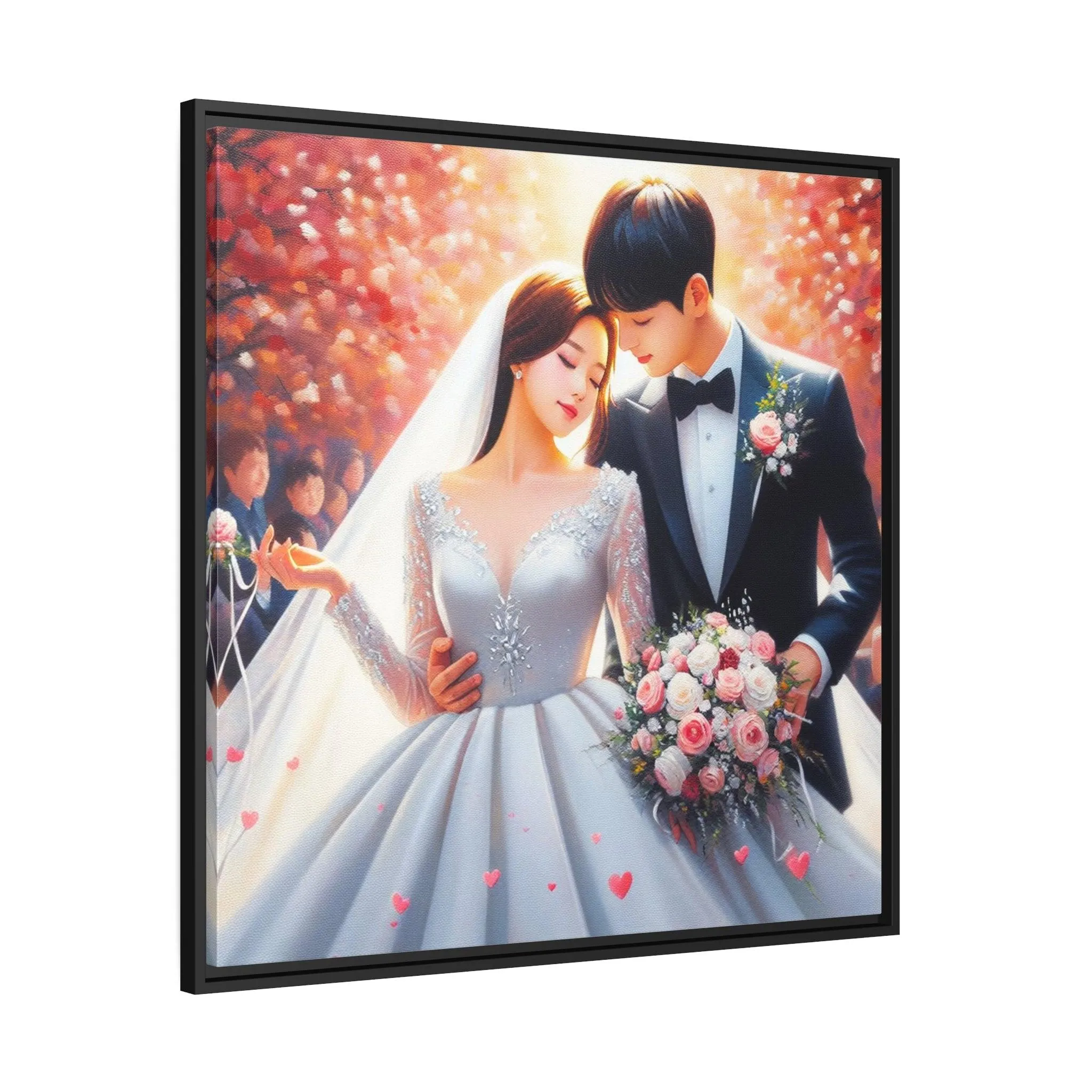 Elegant Lovebirds Eco-Conscious Framed Canvas Art - Available in Multiple Sizes