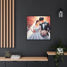 Elegant Lovebirds Eco-Conscious Framed Canvas Art - Available in Multiple Sizes