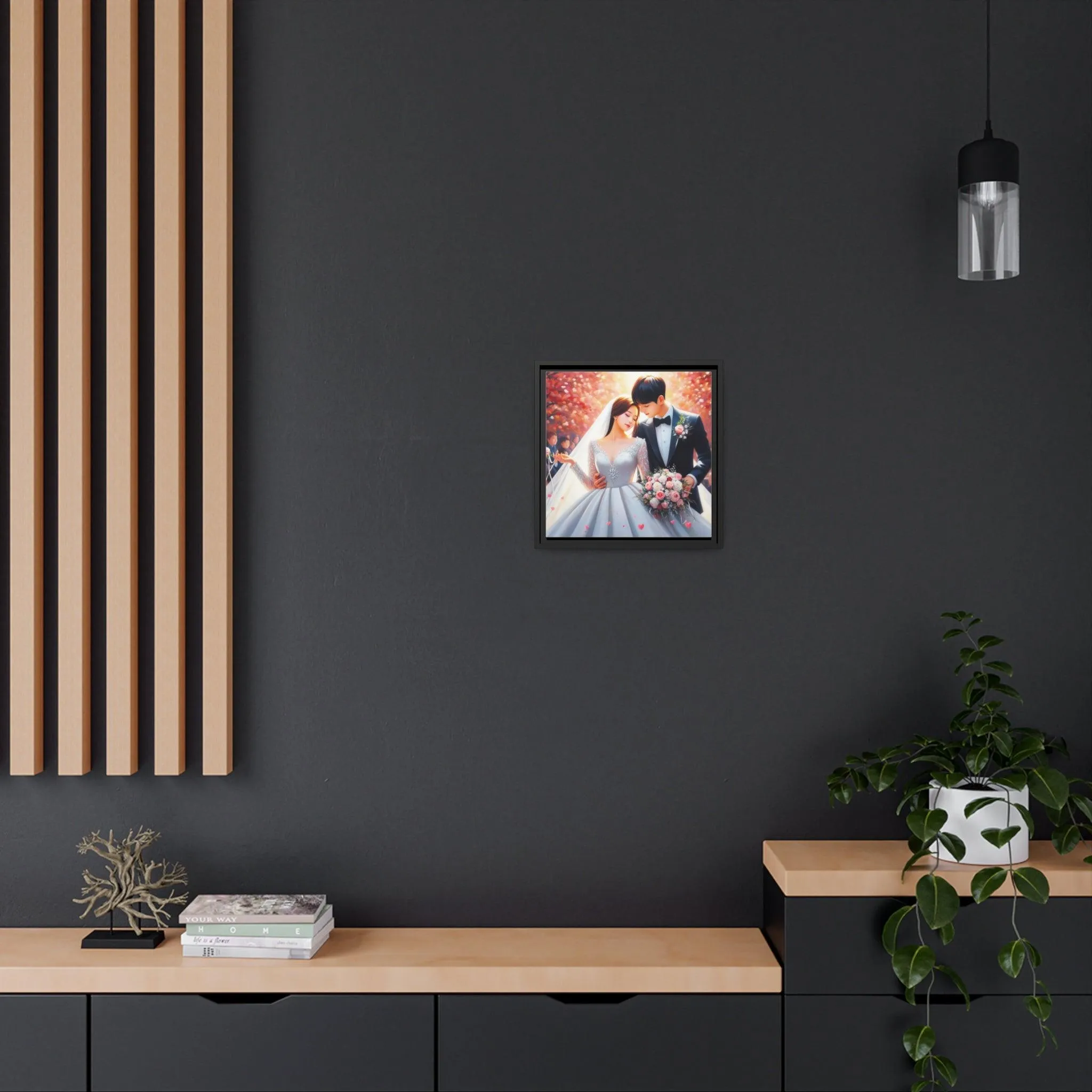 Elegant Lovebirds Eco-Conscious Framed Canvas Art - Available in Multiple Sizes