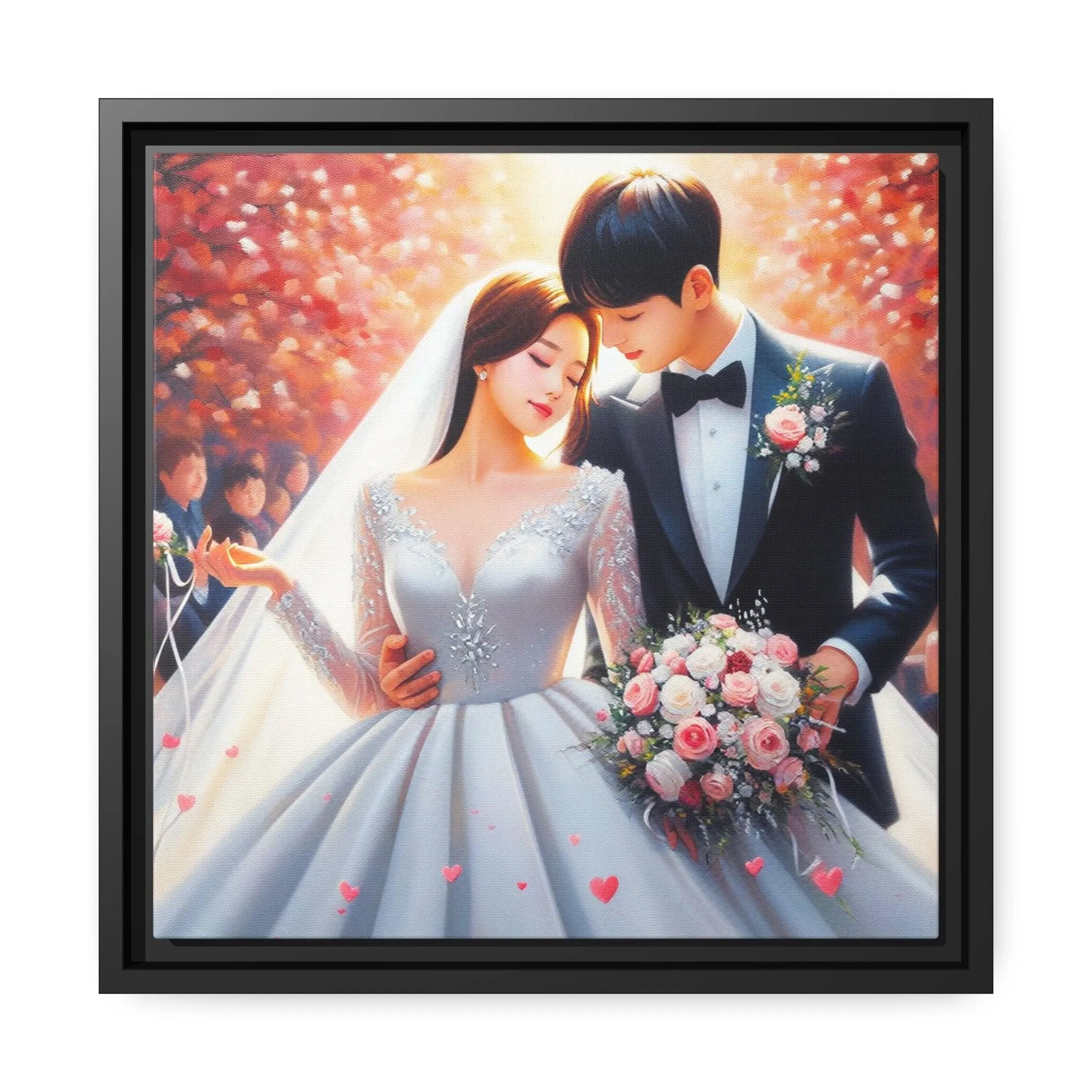 Elegant Lovebirds Eco-Conscious Framed Canvas Art - Available in Multiple Sizes