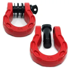 GearAmerica Mega Duty D Ring Shackles Red (2PK) | 68000 lbs (34 Ton) Tested Strength | 3/4" Shackle   7/8 Pin   Washers| Securely Connect Tow Strap or Winch Rope to your Jeep for Off-Road 4x4 Recovery