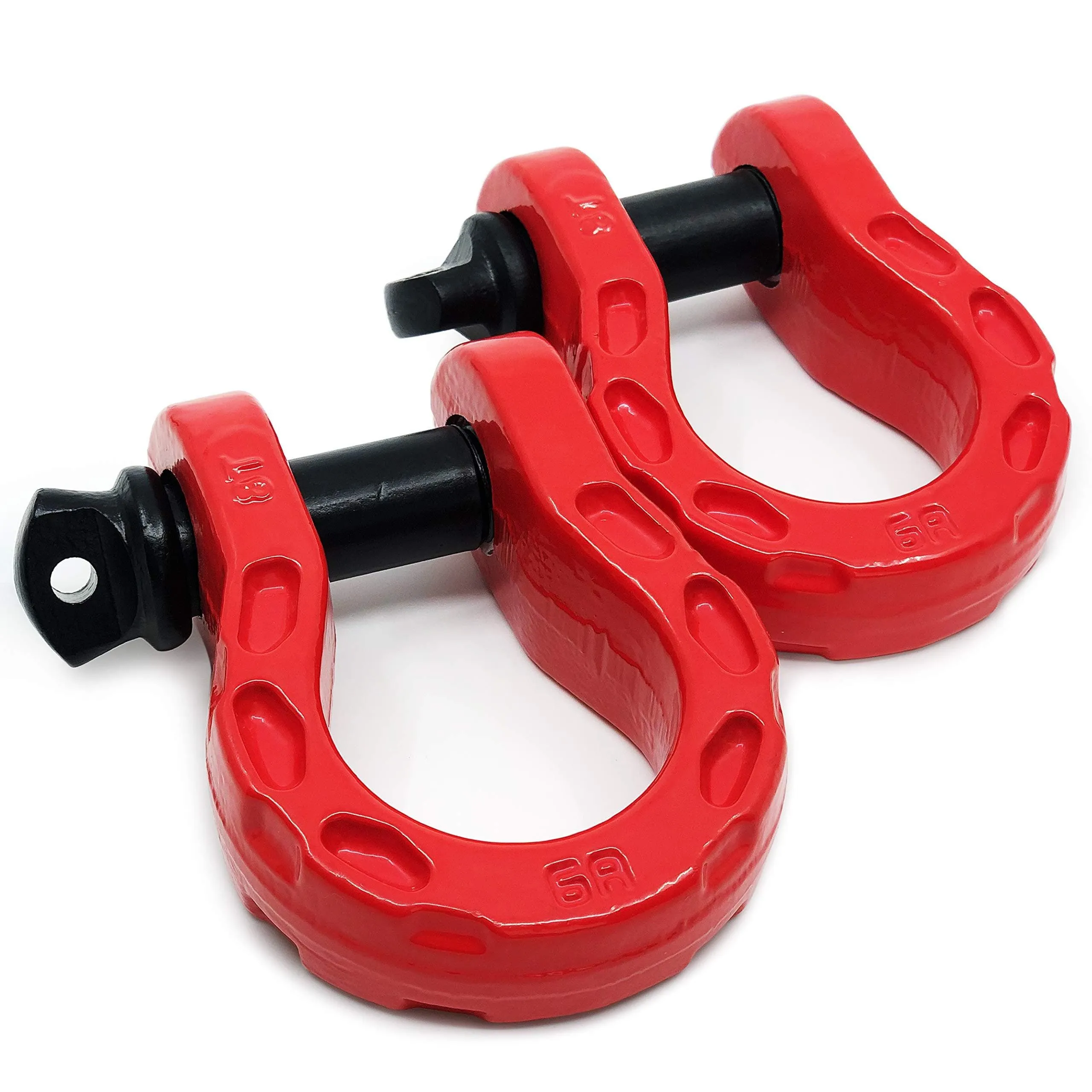 GearAmerica Mega Duty D Ring Shackles Red (2PK) | 68000 lbs (34 Ton) Tested Strength | 3/4" Shackle   7/8 Pin   Washers| Securely Connect Tow Strap or Winch Rope to your Jeep for Off-Road 4x4 Recovery
