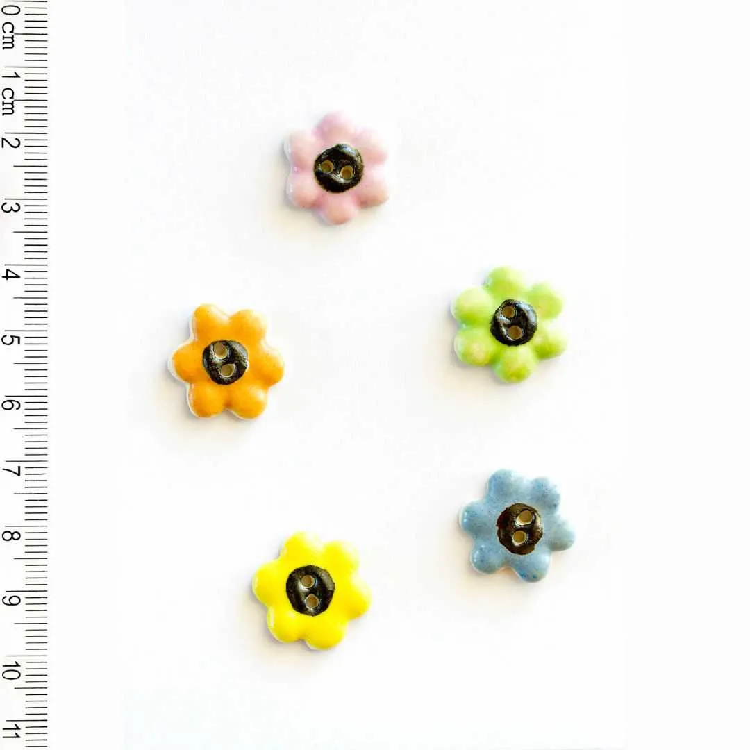 Handmade Button Flowers - Set of 5 (L095)