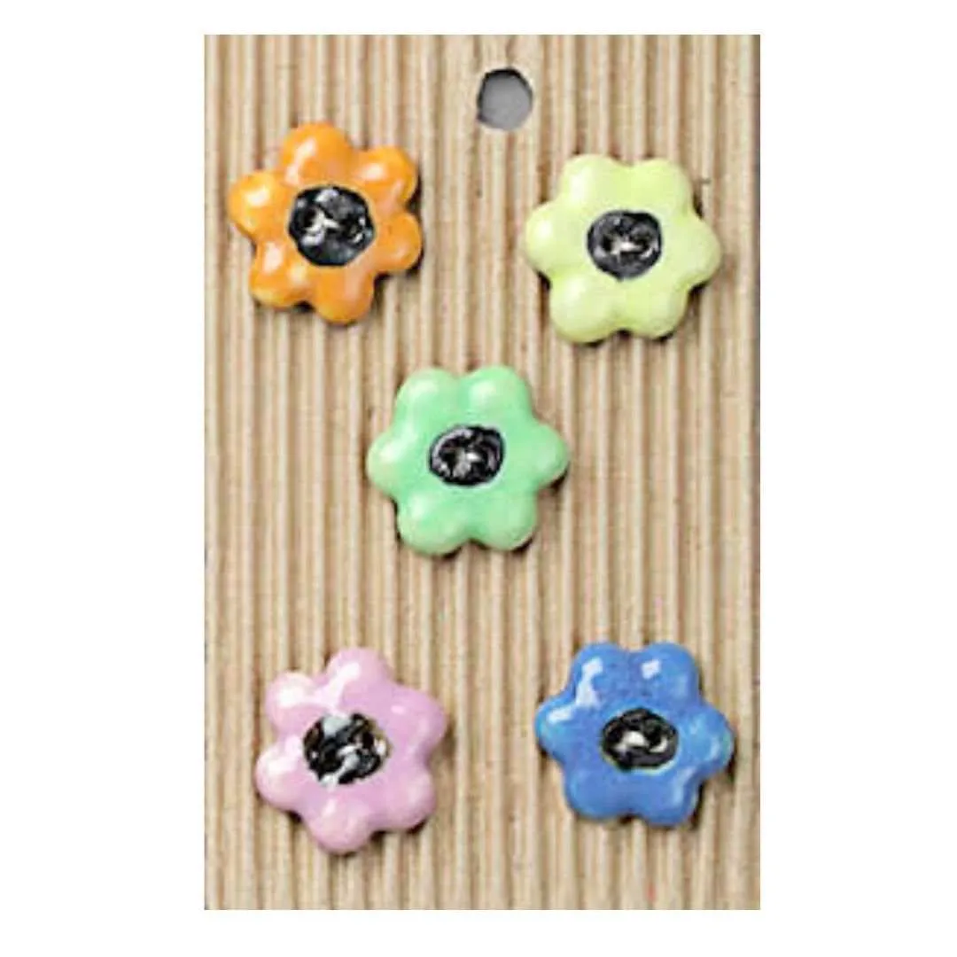Handmade Button Flowers - Set of 5 (L095)