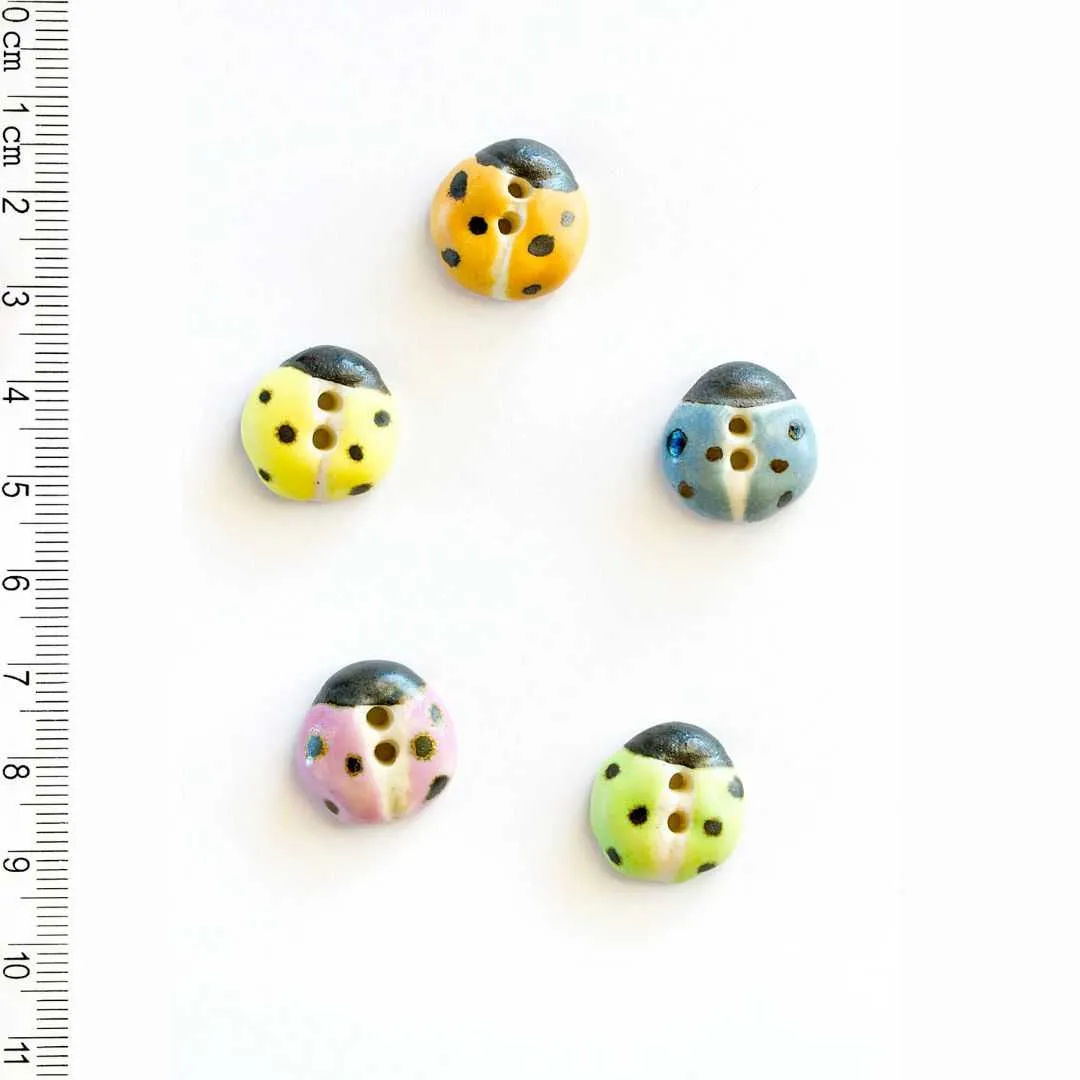 Handmade Buttons Ladybirds - Set of 5 (L005)