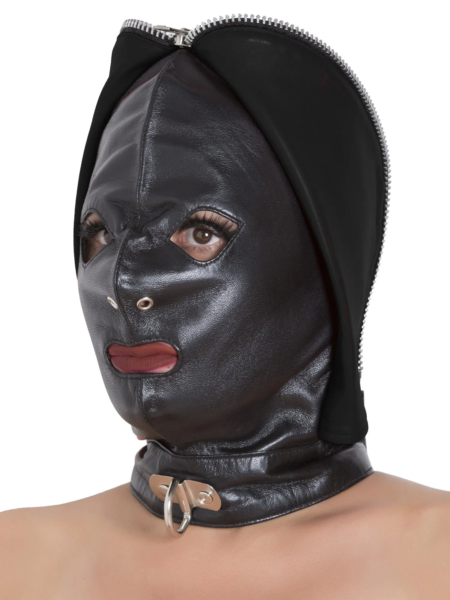 Leather Fly Trap Hood - Black - One Size