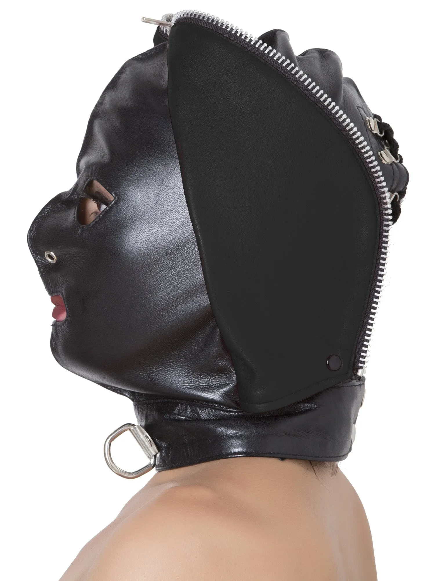 Leather Fly Trap Hood - Black - One Size