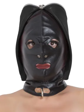 Leather Fly Trap Hood - Black - One Size