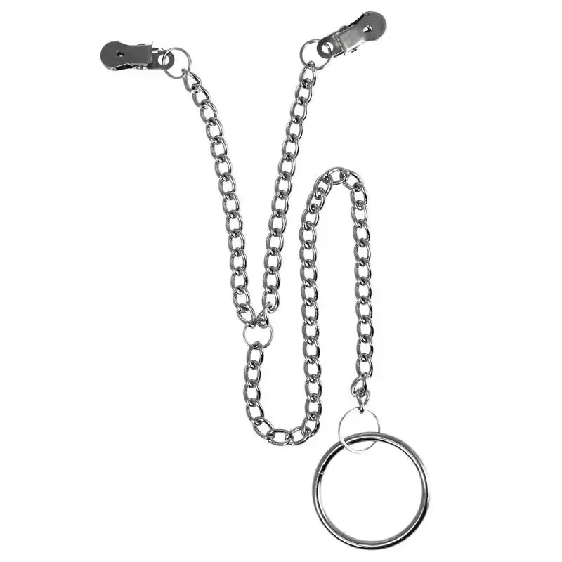 Rimba Stainless Steel Silver Nipple Clamps with Scrotum Ring
