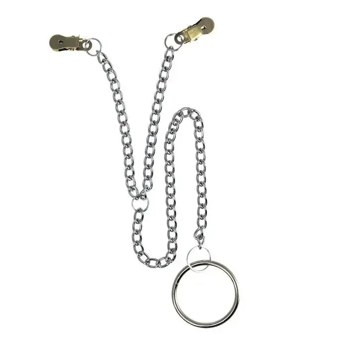 Rimba Stainless Steel Silver Nipple Clamps with Scrotum Ring