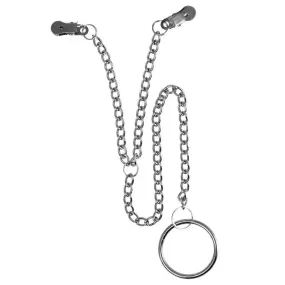 Rimba Stainless Steel Silver Nipple Clamps with Scrotum Ring