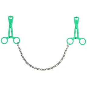 Scissor Nipple Clamps With Metal Chain Green