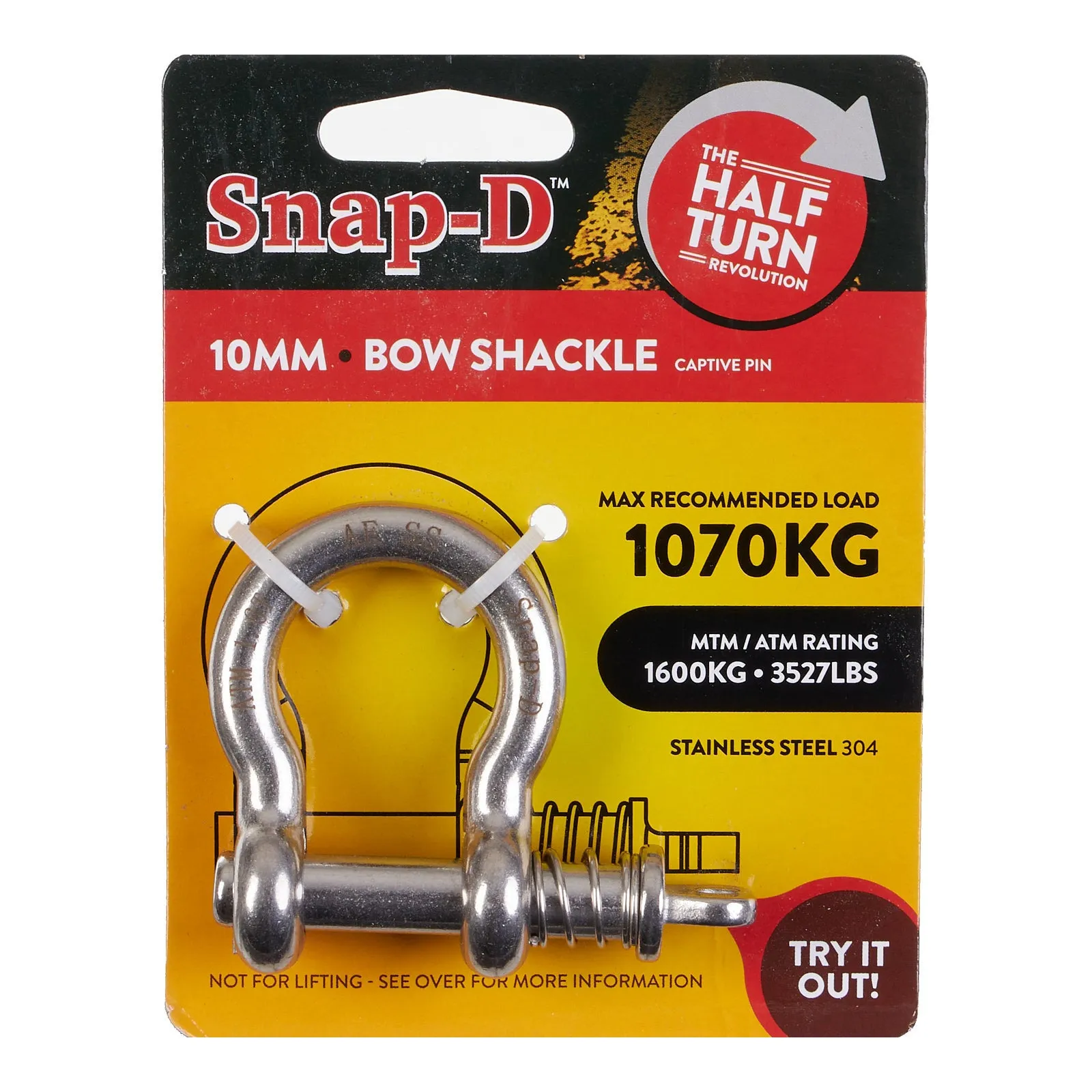 Snap-D Stainless Steel Bow Shackle - 10mm