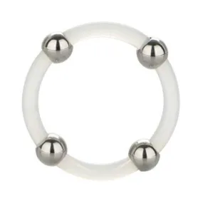 Steel Beaded Silicone Ring Large Clear