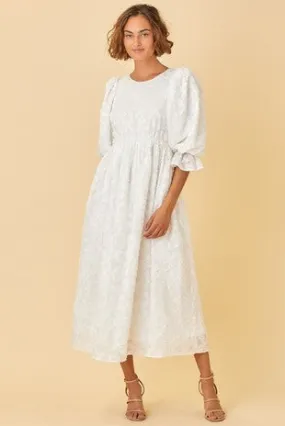 TEXTURED FLORAL MIDI DRESS
