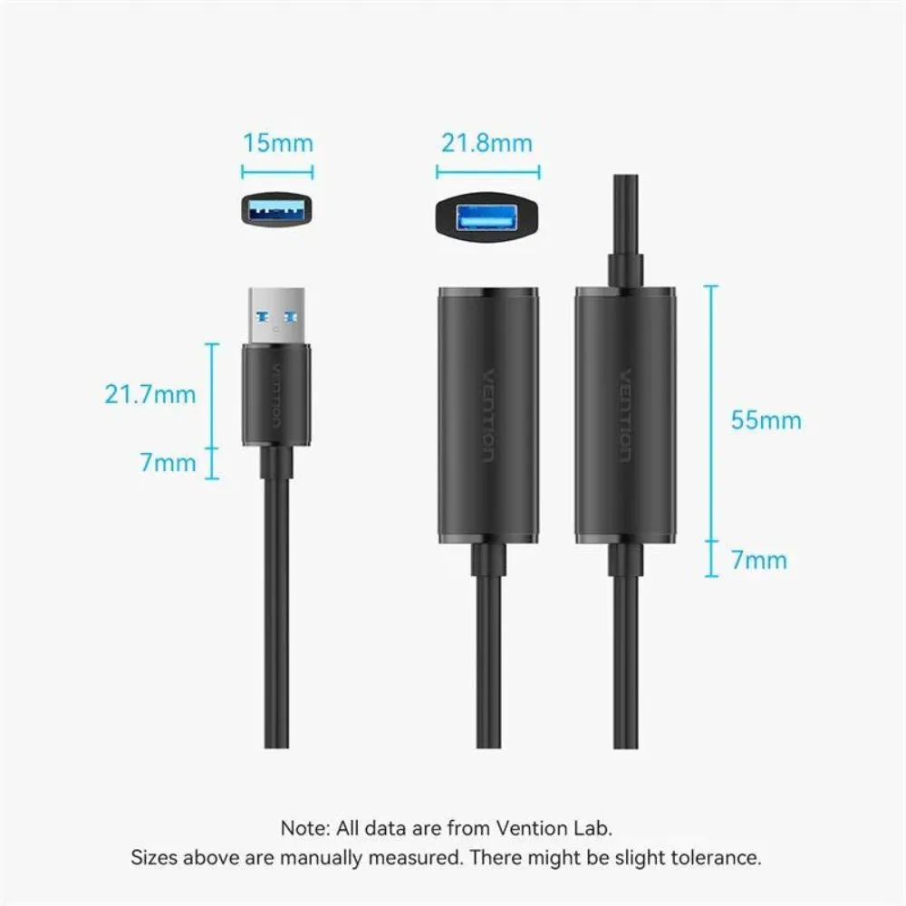 Vention 5 meters USB 3.0 Type-A Male to Type-A Female Active Extension Cable with High-Speed 5Gbps Transfer Speed, USB-C Port for Desktop Computer, Laptop, Smart TV, Webcam, Printer
