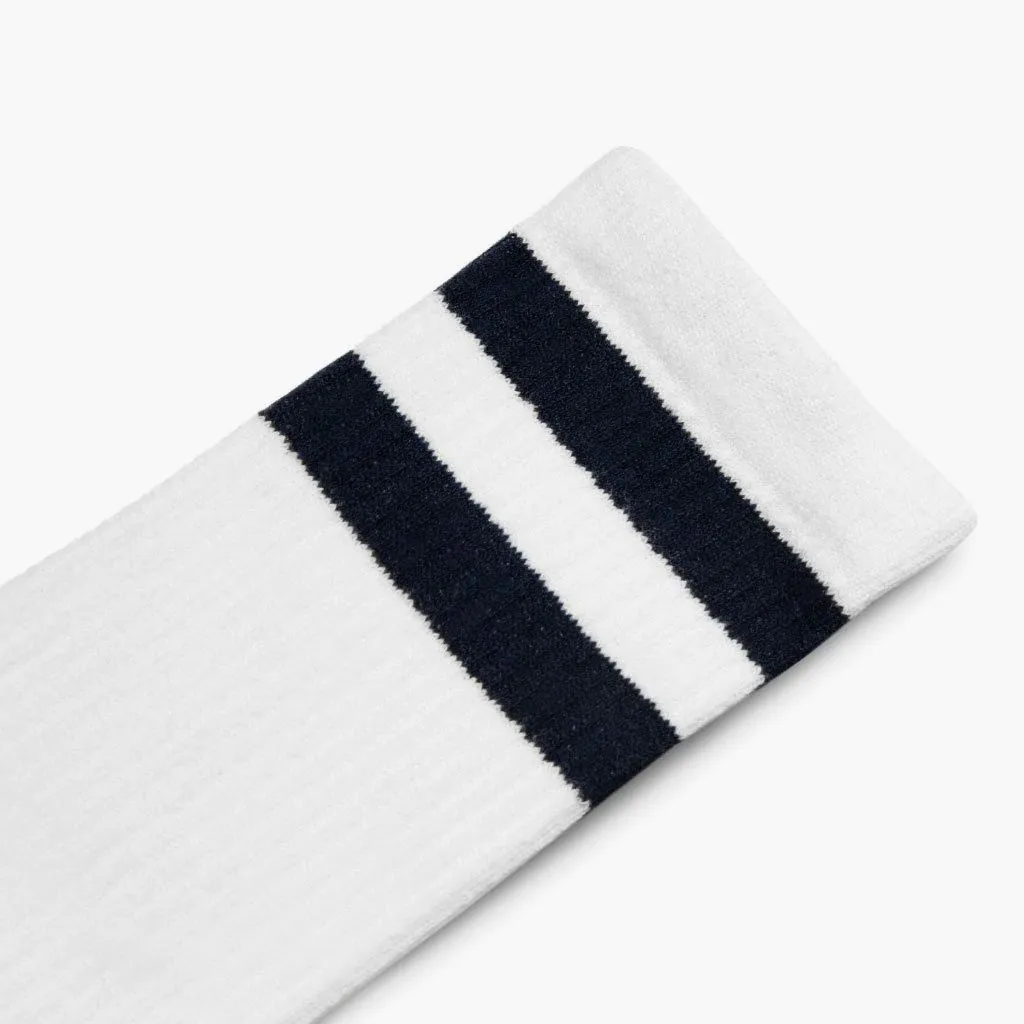 Women's Eco-Friendly Crew Socks | White   Navy